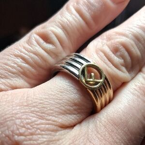 Authentic Fendi Gold and Silver Band Ring